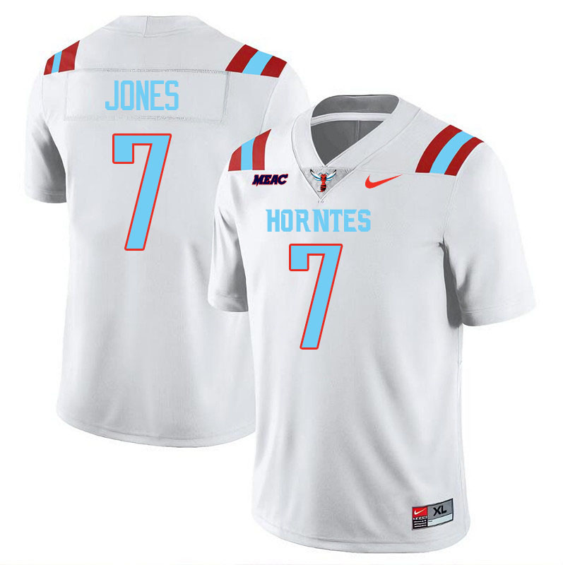 Delaware State Hornets #7 James Jones College Football Jerseys,Uniforms Stitched-White